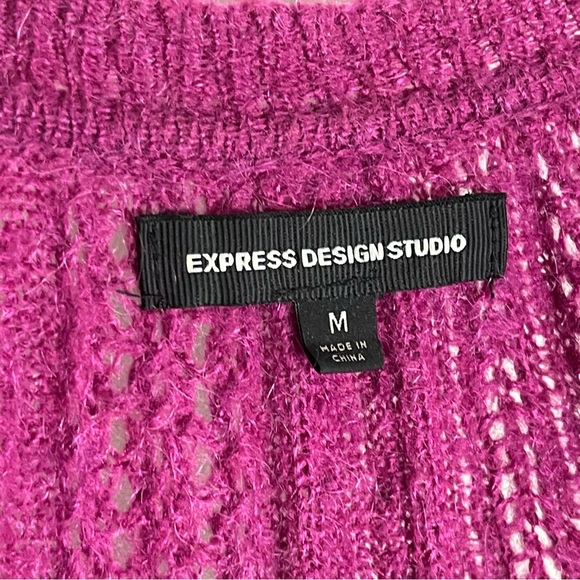 Express Design Studio Womens Mohair Wool Short Sleeve Knit Sweater Blouse, Sz M - Picture 5 of 7